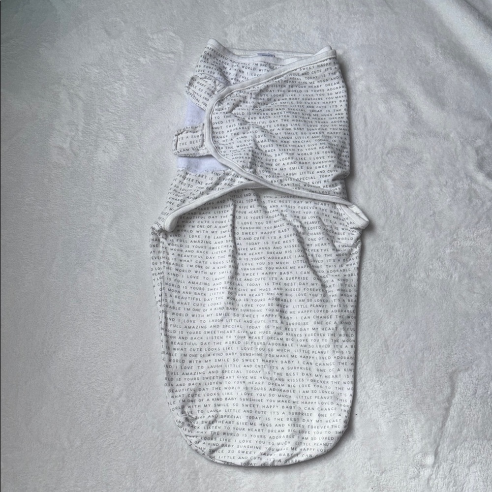 White Baby Swaddle with Text Pattern gender neutral